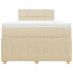 vidaXL Sommier à lattes de lit avec matelas Crème 120x200 cm Tissu