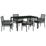 Ensemble de salle à manger de jardin 5 pièces vidaXL avec coussins en poly rattan noir