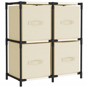 vidaXL Armoire de rangement 4 paniers en tissu Crème 63x30x71 cm Acier