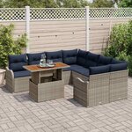 vidaXL Ensemble de canapé de jardin 9 Pièces Gris et bleu marine