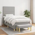 vidaXL Sommier à lattes de lit et matelas Gris clair 90x190 cm Tissu