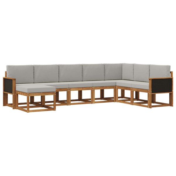 vidaXL Ensemble de canapés d'extérieur 8 pc Naturel et gris clair