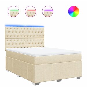 vidaXL Sommier à lattes de lit avec matelas Crème 160x200 cm Tissu