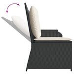 vidaXL Banc de jardin avec coussin Noir et blanc crème polyrotin
