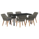 vidaXL Ensemble de Salle à Manger Jardin 7 Pièces Rattan Poly Gris