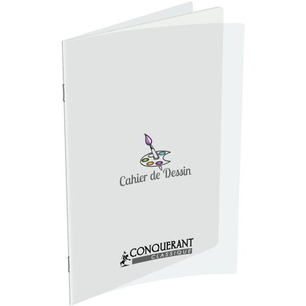 Cahier de dessin 32 pages 90 g  couverture polypropylène  format 17 x 22 cm CONQUERANT
