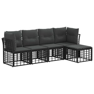 vidaXL Ensemble de canapés d'extérieur Noir Polyester