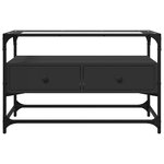 vidaXL Meuble TV et dessus en verre noir 80x35x51 cm bois d'ingénierie