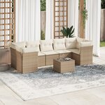 vidaXL Salon de jardin avec coussins 8 Pièces beige résine tressée