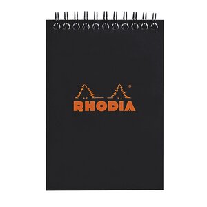 Bloc bureau rhodia noir spirale 80 feuilles 5 x 5 cm n° 13 format 10 5 x 14 8 cm - lot de 5