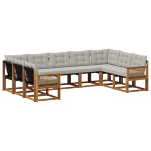 vidaXL Ensemble de canapés d'extérieur 9 pc Naturel et gris clair