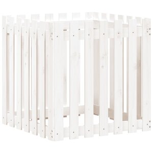 vidaXL Jardinière avec design de clôture blanc 70x70x70 cm pin massif