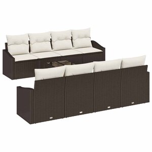 vidaXL Ensemble de Canapés 9 Pièces Marron et Crème polyrotin