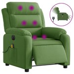 vidaXL Fauteuil inclinable de massage électrique vert clair velours