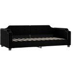 vidaXL Lit de jour avec gigogne et matelas noir 90x200 cm tissu