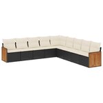 vidaXL Salon de jardin 9 Pièces avec coussins noir résine tressée
