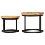 vidaXL Tables d'appoint rondes 2 Pièces Bois de manguier solide et acier
