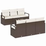 vidaXL Ensemble de Canapés 7 Pièces Marron et Crème polyrotin