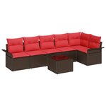 vidaXL Ensemble de canapé de jardin 7 Pièces Marron polyrotin