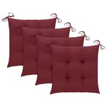 vidaXL Chaises de jardin lot de 4 avec coussins Bois de teck massif