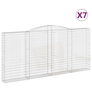 vidaXL Paniers à gabions arqués 7 Pièces 400x30x180/200 cm Fer galvanisé