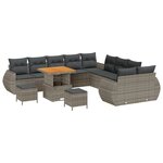 vidaXL Ensemble de canapé de jardin 13 Pièces Gris 80 x 80 x 71 cm