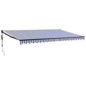 vidaXL Auvent rétractable automatique bleu et blanc 5x3 m