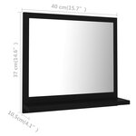 vidaXL Miroir de salle de bain Noir 40x10 5x37 cm Bois d’ingénierie