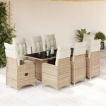 vidaXL Ensemble de bistro de jardin 9 Pièces coussins beige poly rotin