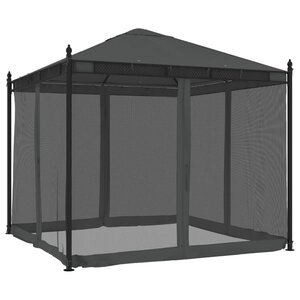 vidaXL Tonnelle avec parois en filet anthracite 2 93x2 93 m acier