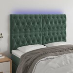 vidaXL Tête de lit à LED Vert foncé 144x7x118/128 cm Velours