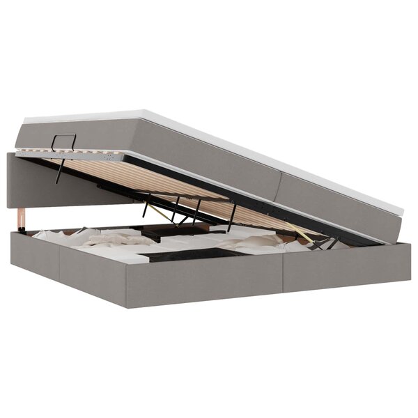 vidaXL Lit de rangement LED avec matelas Taupe 200 x 200 cm Tissu