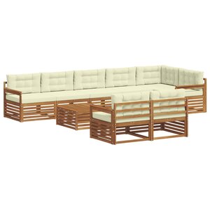 vidaXL Ensemble de canapés d'extérieur 9 pc Naturel et Crème
