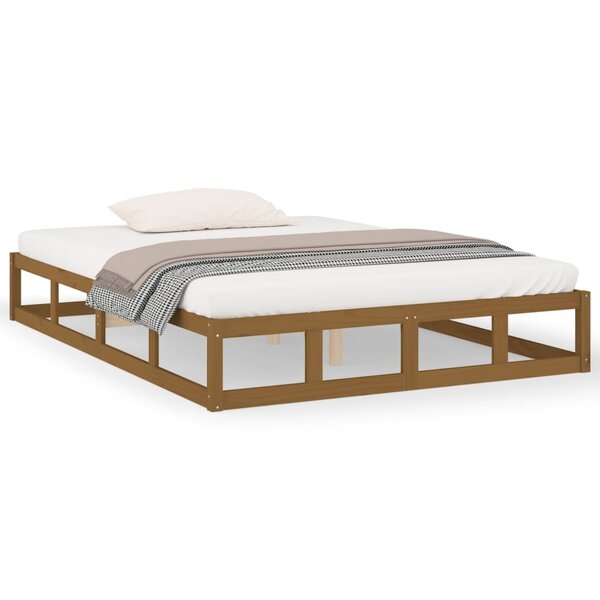 vidaXL Cadre de lit Marron miel 120x190 cm Petit Double Bois massif