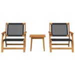 vidaXL Set de Chaises d'Extérieur avec Table - 3 Pièces en Bois d'Acacia Noir