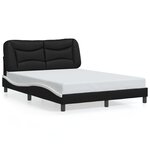 vidaXL Cadre de lit avec LED sans matelas Hvar noir et blanc 140x190 cm