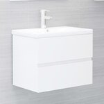 vidaXL Ensemble de meubles de salle de bain Blanc brillant Aggloméré
