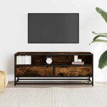 vidaXL Meuble TV chêne fumé 100x34 5x40 cm bois d'ingénierie et métal