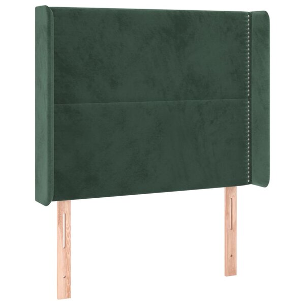 vidaXL Tête de lit avec oreilles Vert foncé 83x16x118/128 cm Velours