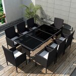 vidaXL Ensemble à manger d'extérieur 9Pièces coussins résine tressée noir