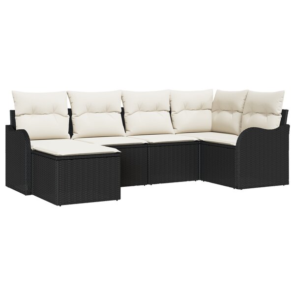 Ensemble de canapé de jardin vidaXL 6 pièces avec coussins noir en rotin synthétique