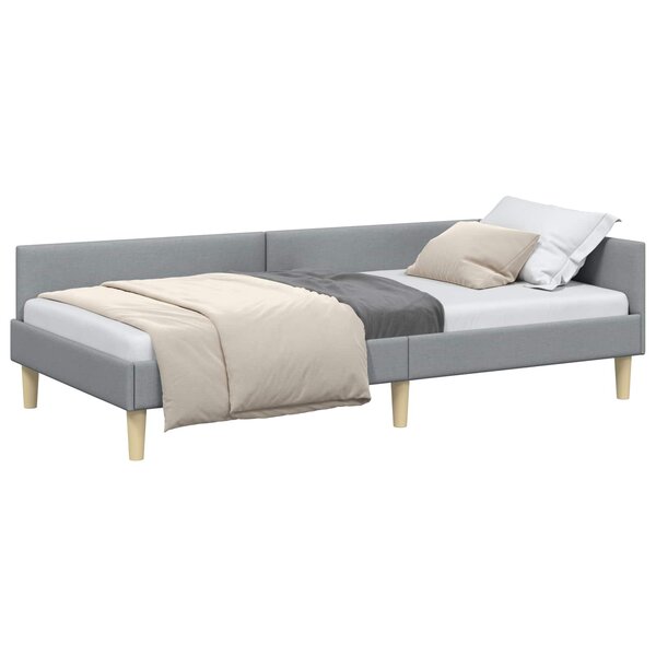 vidaXL Cadre de lit d'angle Gris clair 100 x 200 cm tissu