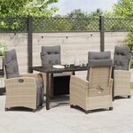 vidaXL Ensemble de jardin 5 pièces en beige poly rattan
