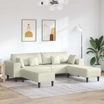 vidaXL Canapé avec coussin 3 Pièces Crème Velours