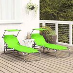 vidaXL Chaise longue pliante 2 Pièces Vert 190 x 57 x 81 cm oxford