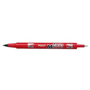 Marqueur TWIN MARKER BEGREEN indélibile rouge 2 pointes ogives:fine et moyenne x 10 PILOT