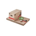 Pack and Move - Lot 10 Cartons Déménagement Premium - 60 X 30 X 30 - Extrême Résistance 25KG - Réutilisable - Poignées Renforcées - 1 Adhésif Offert
