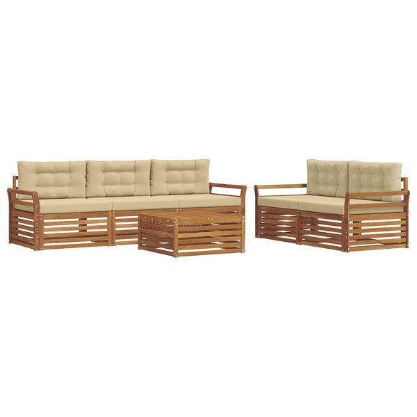 vidaXL Ensemble de canapés d'extérieur 6 pc Naturel et Beige