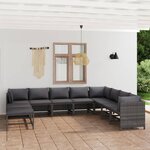 vidaXL Salon de jardin 11 Pièces avec coussins Résine tressée Gris