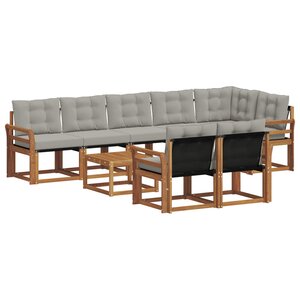 vidaXL Ensemble de canapés d'extérieur 9 pc Gris Naturel et Clair
